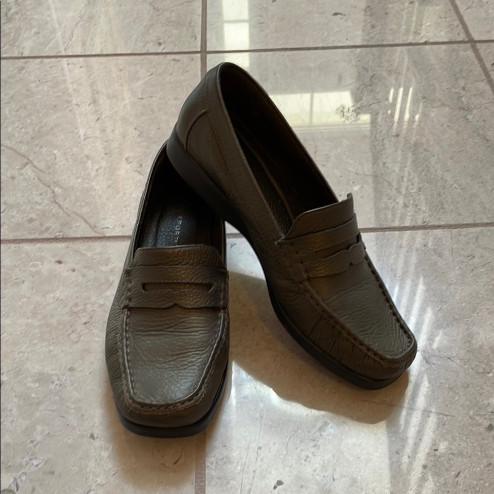 Rockport Olive Green Leather Penny Loafers